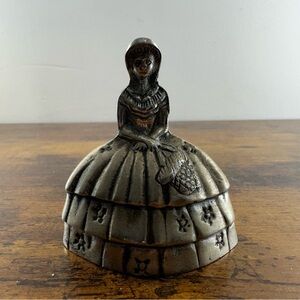 Vintage Old Hand Carved Lady Figure Rare Brass Bell Beautiful Sound Home Decor